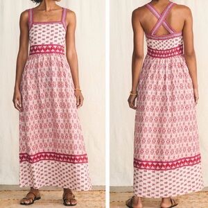 Faherty  Gracie Linen Pink Patterned Maxi Dress Size L